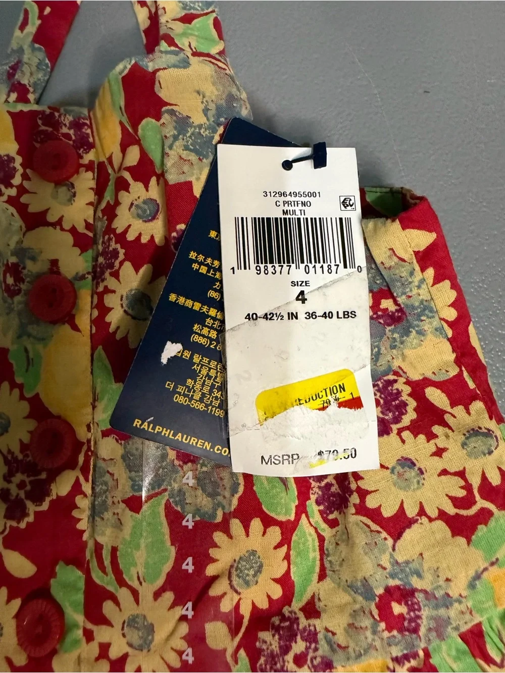 Polo Ralph Lauren Y2K Floral Lemon Print Dress Girls Size 4 NWT